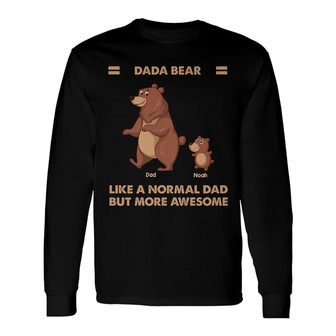 Papa Bear And Kids Walking Custom Long Sleeve Shirt - Gift for Dad - Thegiftio UK