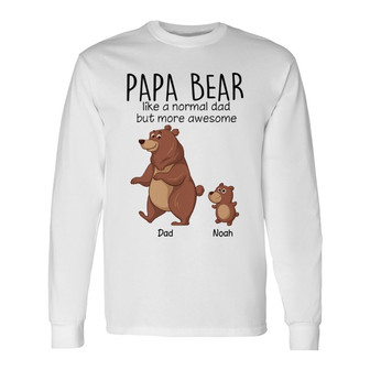 Papa Grandpa Bear And Kids Custom Long Sleeve Shirt - Gift for Dad - Thegiftio UK