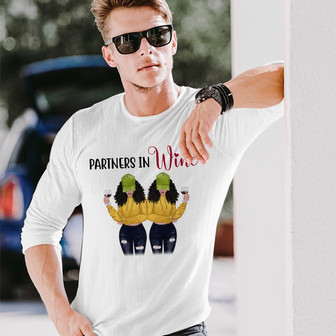 Partners In Wine Besties Custom Long Sleeve Shirt - Gift for Friends - Thegiftio UK