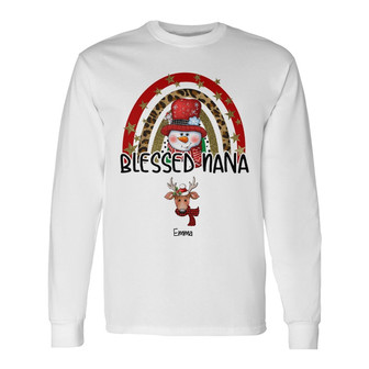 Personalized Blessed Grandma Nana Christmas Long Sleeve Shirt - Thegiftio UK