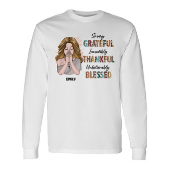 Personalized BWA Grateful Thankful Blessed Long Sleeve Shirt - Thegiftio UK