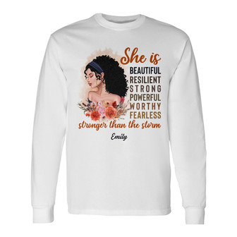 Personalized BWA She Is Stronger Than The Storm Long Sleeve Shirt - Thegiftio UK