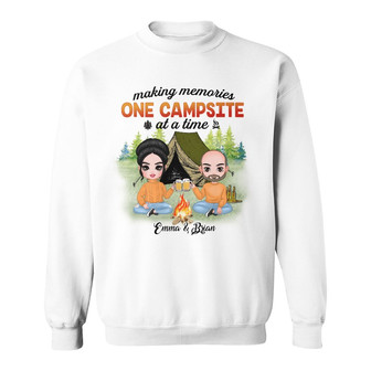 Personalized Camping Campsite Memory Couple Sweatshirt - Thegiftio UK