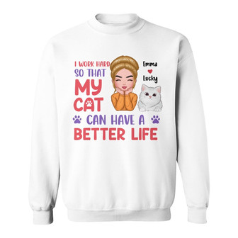 Personalized Cat Mom Better Life Sweatshirt - Thegiftio UK