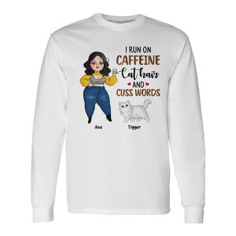 Personalized Cat Mom Coffee Long Sleeve Shirt - Thegiftio UK