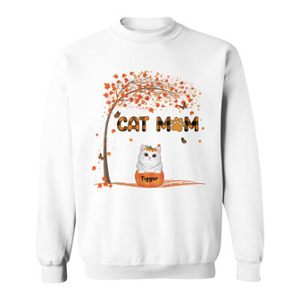 Personalized Cat Mom Fall Halloween Sweatshirt - Thegiftio UK
