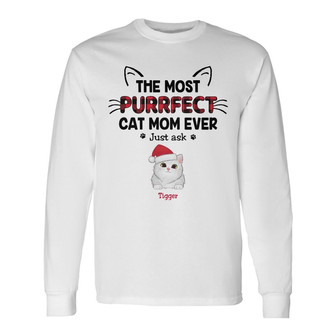 Personalized Christmas Cat Mom Long Sleeve Shirt - Thegiftio UK