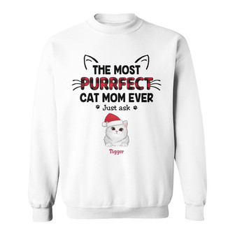 Personalized Christmas Cat Mom Sweatshirt - Thegiftio UK