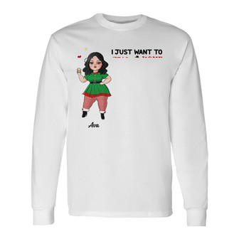 Personalized Christmas Girl Long Sleeve Shirt - Thegiftio UK