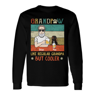 Personalized Cooler Dog Grandpa Long Sleeve Shirt - Thegiftio UK