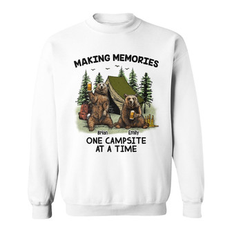 Personalized Couple Bear Husband Wife Camping Sweatshirt - Thegiftio UK