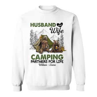 Personalized Couple Bear Husband Wife Camping Sweatshirt - Thegiftio UK