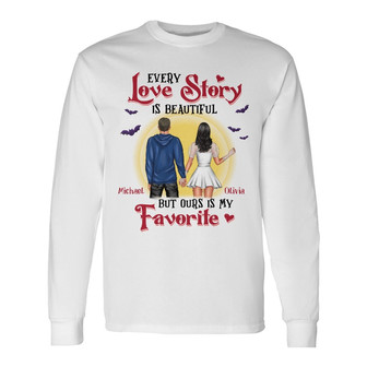 Personalized Couple Fall Halloween Long Sleeve Shirt - Thegiftio UK