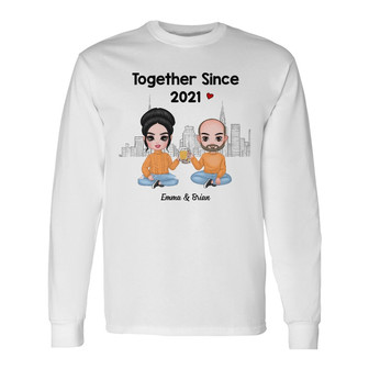 Personalized Couple Icon Long Sleeve Shirt - Thegiftio UK