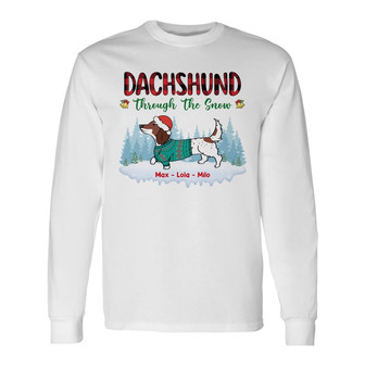 Personalized Dachshund Dog Through The Snow Long Sleeve Shirt - Thegiftio UK