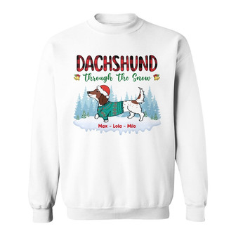 Personalized Dachshund Dog Through The Snow Sweatshirt - Thegiftio UK