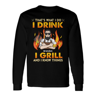 Personalized Dad BBQ Grill Long Sleeve Shirt - Thegiftio UK