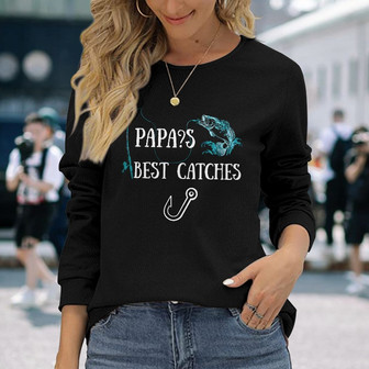 Personalized Dad Fishing Best Catches Long Sleeve Shirt - Thegiftio UK