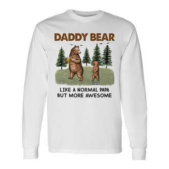 Personalized Dad Grandpa Bear Camping Long Sleeve Shirt - Thegiftio UK