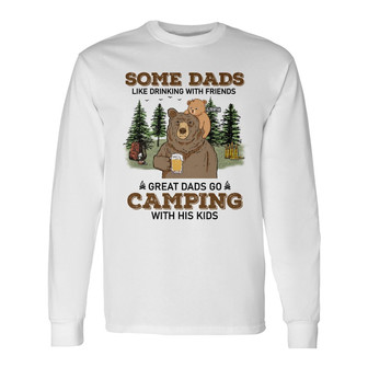 Personalized Dad Grandpa Bear Camping Long Sleeve Shirt - Thegiftio UK