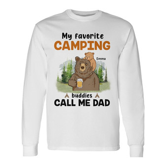 Personalized Dad Grandpa Bear Camping Long Sleeve Shirt - Thegiftio UK