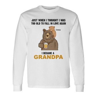 Personalized Dad Grandpa Bear Long Sleeve Shirt - Thegiftio UK