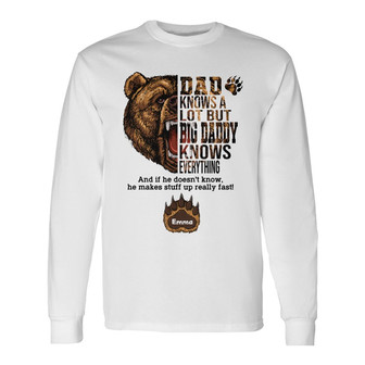 Personalized Dad Grandpa Bear Long Sleeve Shirt - Thegiftio UK