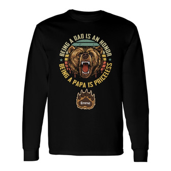Personalized Dad Grandpa Bear Long Sleeve Shirt - Thegiftio UK