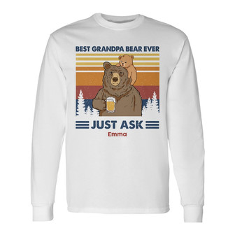 Personalized Dad Grandpa Bear Long Sleeve Shirt - Thegiftio UK