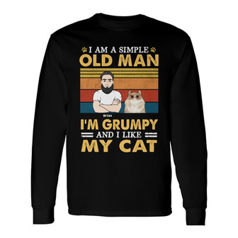 Personalized Dad Grandpa Cat Long Sleeve Shirt - Thegiftio UK