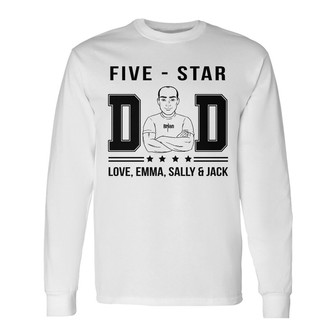 Personalized Dad Grandpa Five Star Long Sleeve Shirt - Thegiftio UK