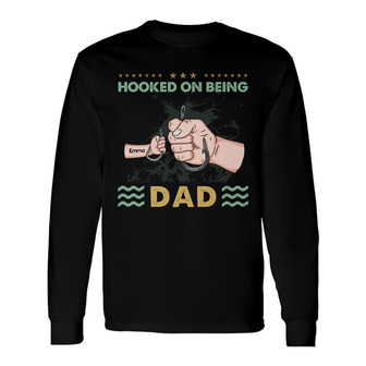 Personalized Dad Grandpa Hand Fishing Long Sleeve Shirt - Thegiftio UK