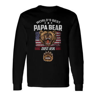 Personalized Dad Grandpa Papa Bear Long Sleeve Shirt - Thegiftio UK