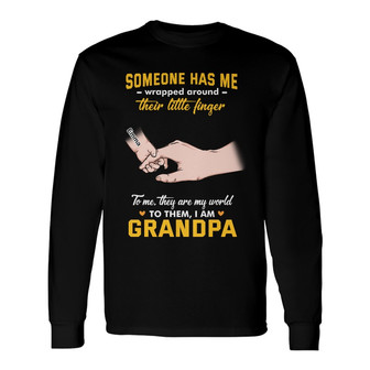Personalized Dad Grandpa Someone Has Me Long Sleeve Shirt - Thegiftio UK