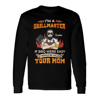 Personalized Dad Grillmaster BBQ Long Sleeve Shirt - Thegiftio UK