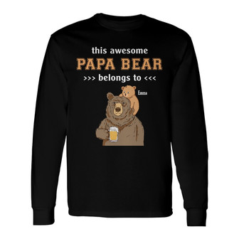 Personalized Dad Papa Bear Long Sleeve Shirt - Thegiftio UK