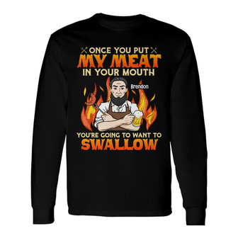 Personalized Dad Swallow Meat BBQ Grill Long Sleeve Shirt - Thegiftio UK