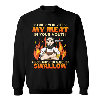 Personalized Dad Swallow Meat BBQ Grill Sweatshirt - Thegiftio UK
