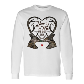 Personalized Deer Hunting Couple Long Sleeve Shirt - Thegiftio UK