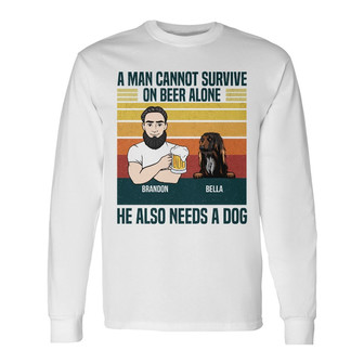 Personalized Dog Dad Long Sleeve Shirt - Thegiftio UK