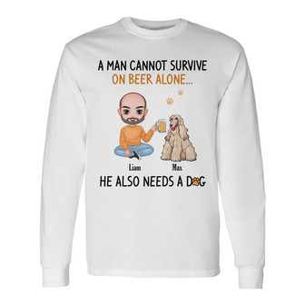 Personalized Dog Dad Long Sleeve Shirt - Thegiftio UK
