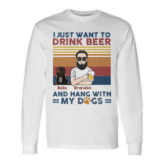 Personalized Dog Dad Long Sleeve Shirt - Thegiftio UK