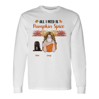 Personalized Dog Fall Pumpkins Long Sleeve Shirt - Thegiftio UK