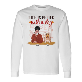 Personalized Dog Mom Fall Halloween Long Sleeve Shirt - Thegiftio UK