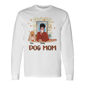 Personalized Dog Mom Fall Long Sleeve Shirt - Thegiftio UK