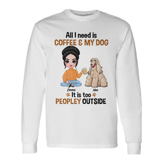 Personalized Dog Mom Love Coffee Long Sleeve Shirt - Thegiftio UK