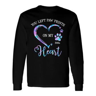 Personalized Dog Paw Prints On My Heart Long Sleeve Shirt - Thegiftio UK