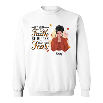 Personalized Faith Over Fear Fall Halloween Girl Sweatshirt - Thegiftio UK