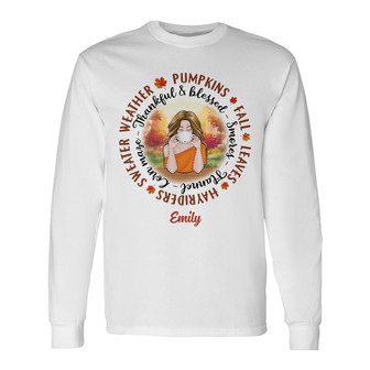 Personalized Fall Girl Long Sleeve Shirt - Thegiftio UK