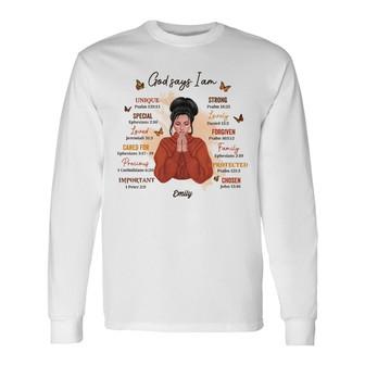 Personalized Fall God Says Long Sleeve Shirt - Thegiftio UK